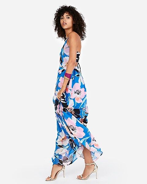 strappy lace-up cut-out maxi dress | Express