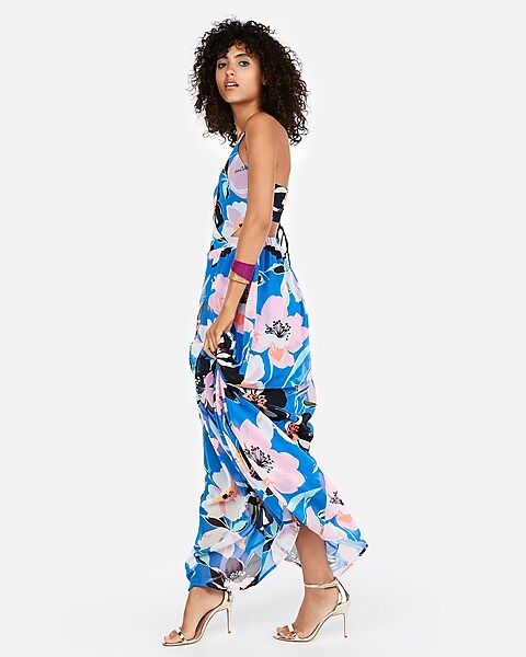strappy lace-up cut-out maxi dress | Express