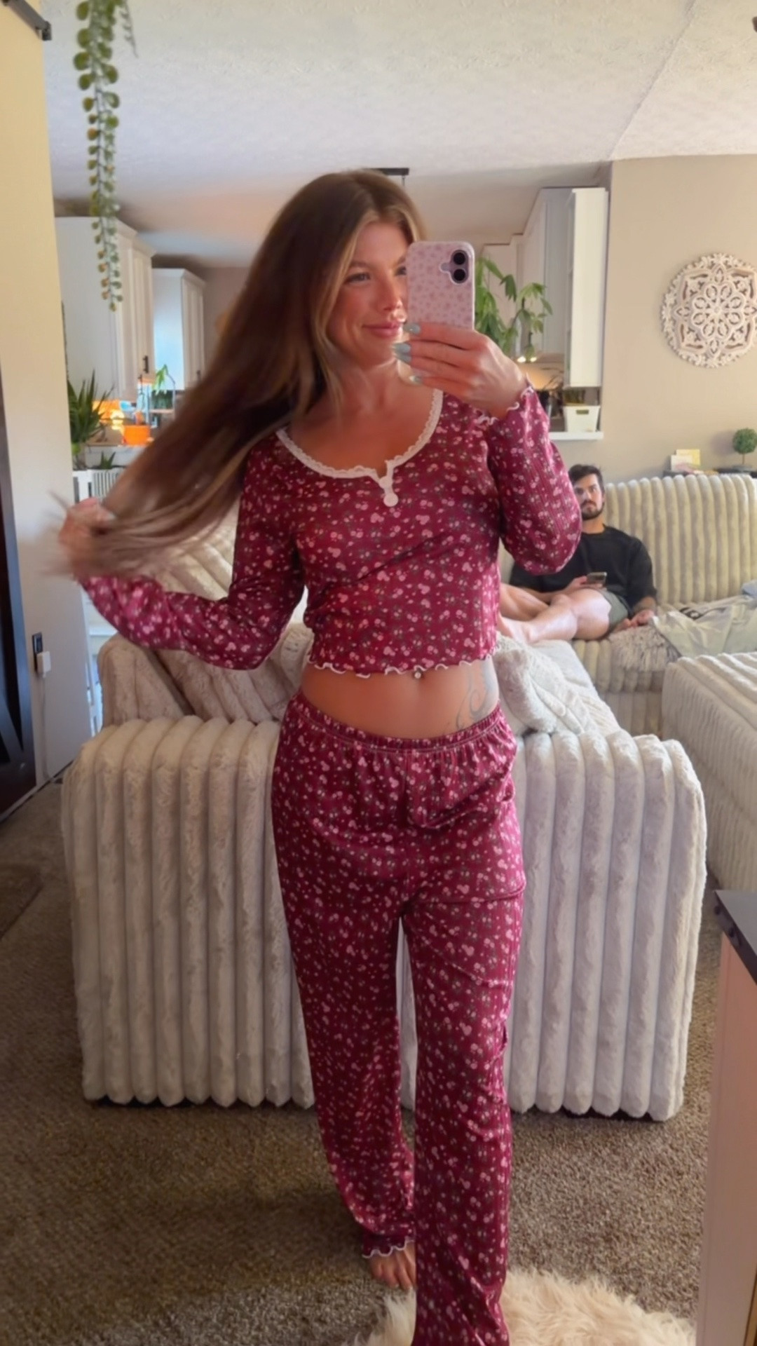 Maroon floral pjs