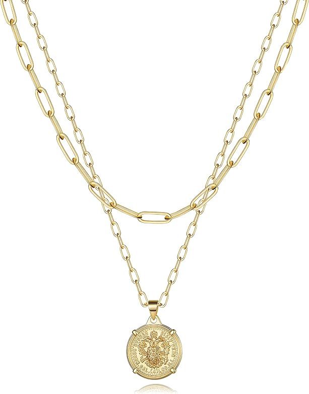 Turandoss Dainty Gold Choker Necklaces for Women - 14K Gold Plated Handmade Medallion Snake Link Cha | Amazon (US)