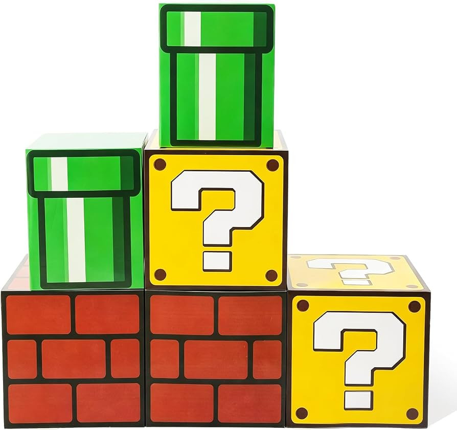 6PCS Big Party Boxes with 6 Set Centerpieces, Question Brick Pipe Boxes for Birthday Party Decora... | Amazon (US)