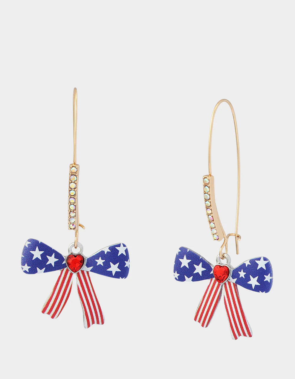 AMERICANA BOW SHEPHERD HOOK EARRINGS BLUE | Betsey Johnson