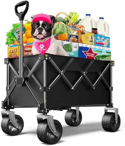 Collapsible Folding Wagon Cart with Large Wheels & 150L Capacity | Heavy-Duty Foldable Utility Wa... | Amazon (US)