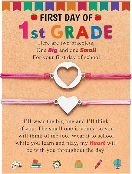 PINKDODO Back to School Gifts Mother Daughter Bracelet Set for 2 First Day of School Bracelet Mom... | Amazon (US)