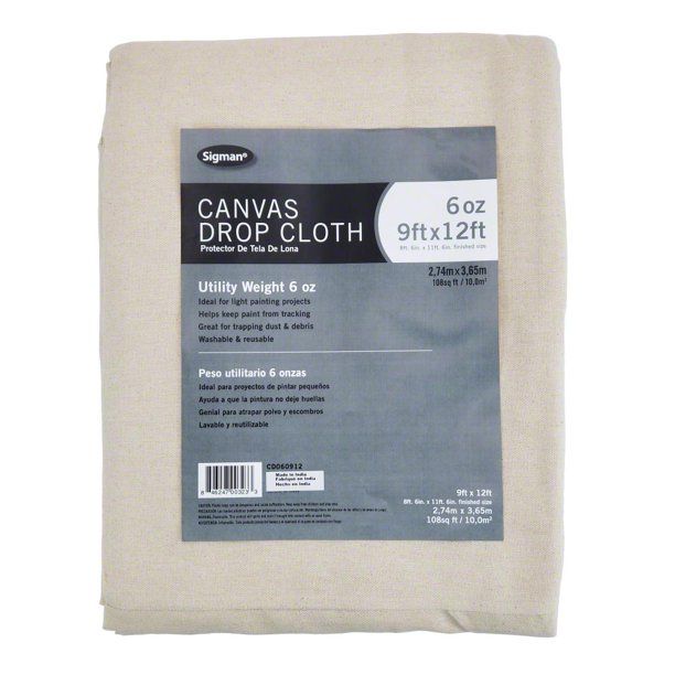 Sigman 6 oz 9' x 12' Canvas Drop Cloth - Walmart.com | Walmart (US)