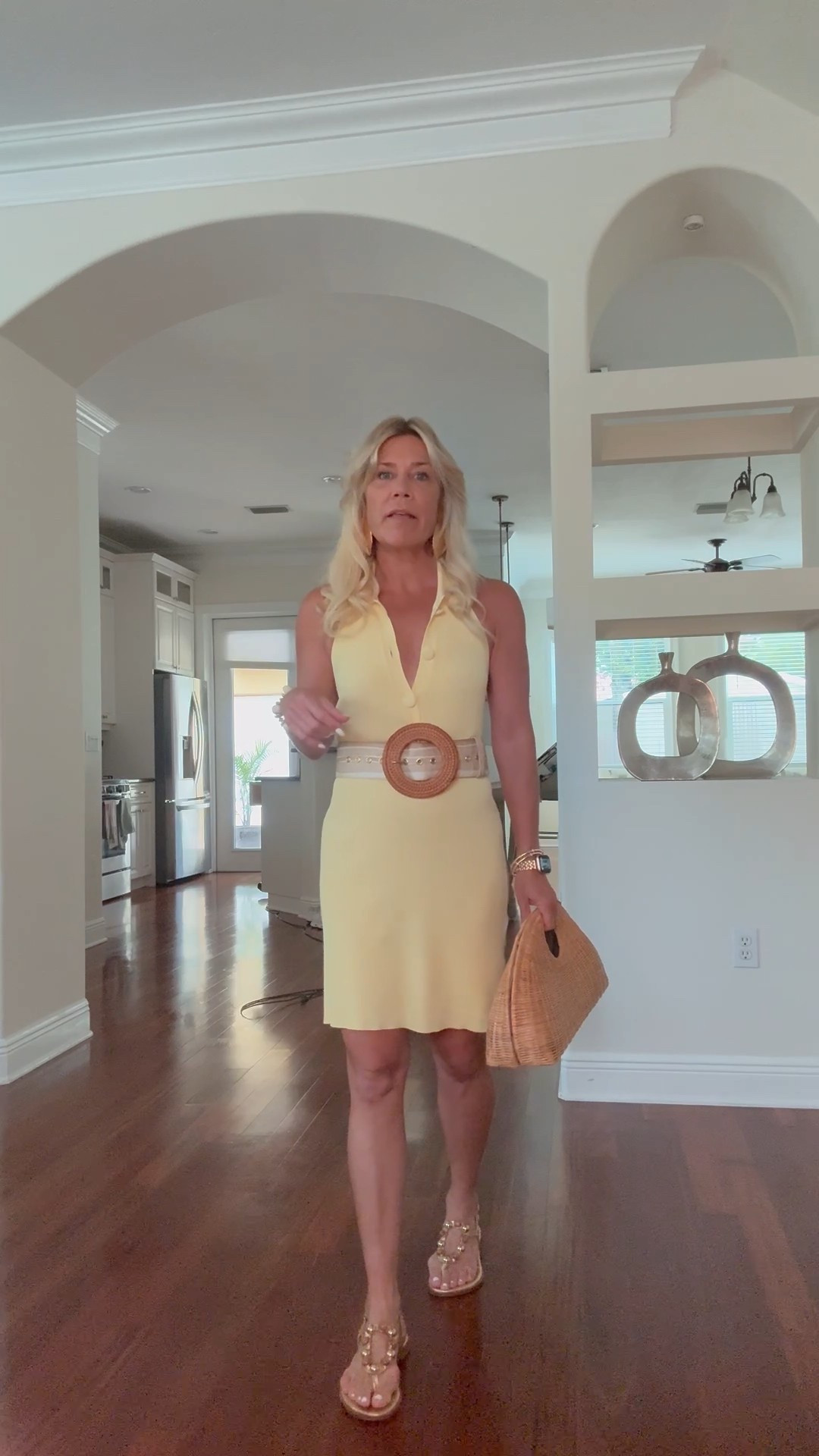 Styling summer’s IT color bitter yellow with some fun summer accessories. Dress runs a little big. Wearing XS. Belt is Cult Gaia (old). Sandals are Caryatis Ancient Greek sandals.

#LTKSeasonal #LTKItBag #LTKOver40