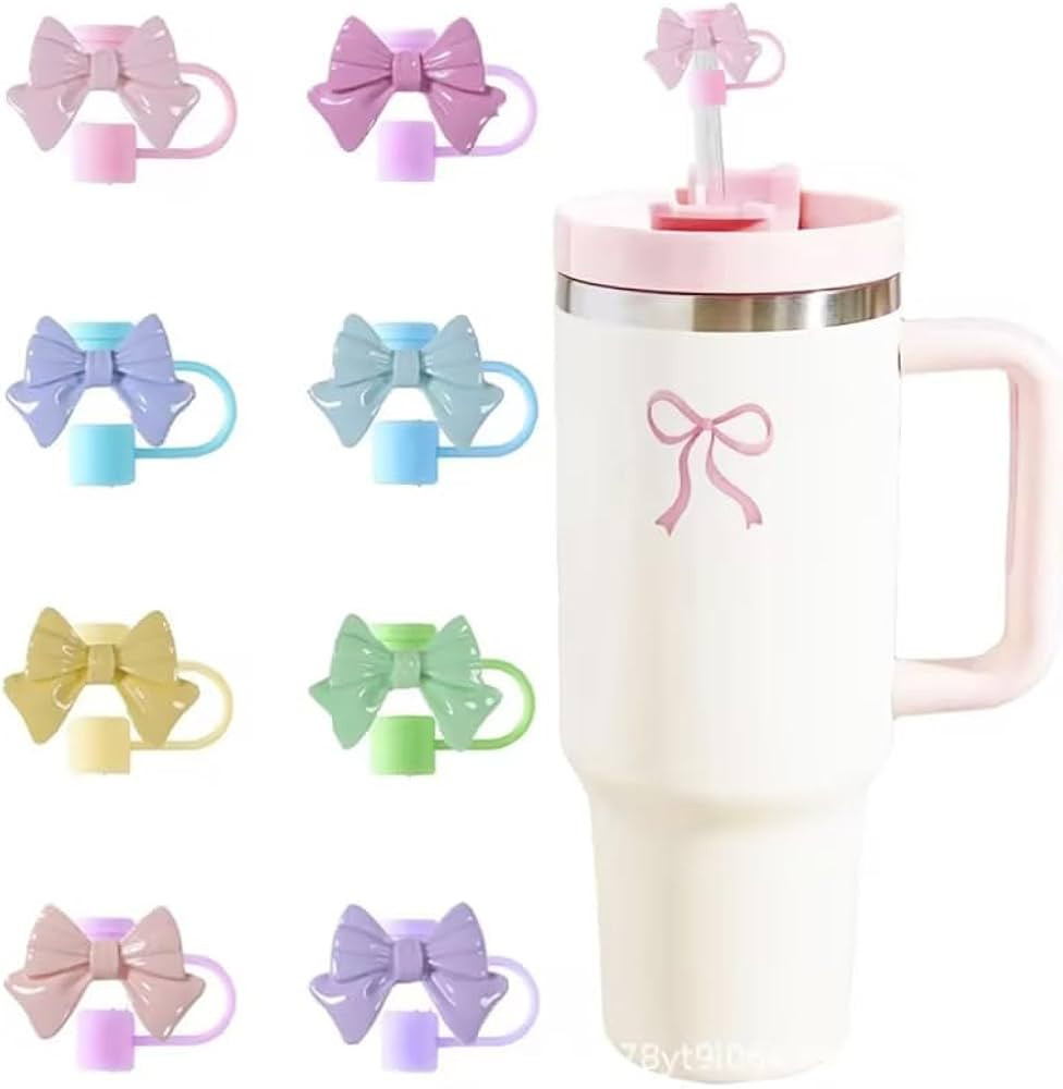 Bow Straw Cover 3Pcs Random color Silicone Straw Covers Cap for Stanley Cup 30&40 Oz Tumblers Reu... | Amazon (US)