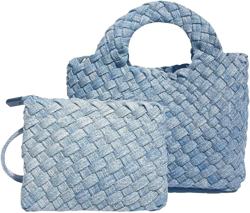 OUYGZOU Woven Bag for Women with Coin Purse Fashion Handbag Female Shoulder Bag Foldable Chain Sm... | Amazon (US)