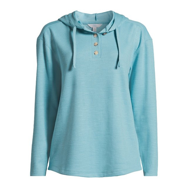 Time and Tru Women's Ribbed Tunic Hoodie, Sizes XS-XXXL | Walmart (US)