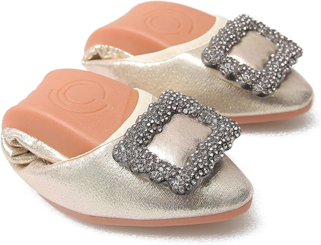 Retro Pointy Toe Slingback Flat Shoes for Womens Trendy Rhinestone Pull-on Soft Sole Ladies Daily Pu | Amazon (US)