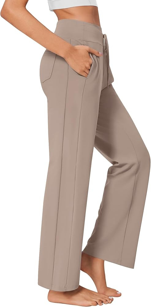PINSPARK Wide Leg Yoga Pants Women High Waisted Workout Pants UPF 50+ Drawstring Sweatpants with ... | Amazon (US)