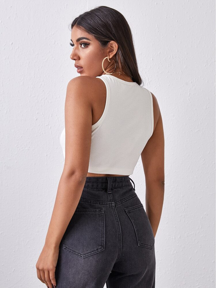 SHEIN Ribbed Cropped Tank Top | SHEIN