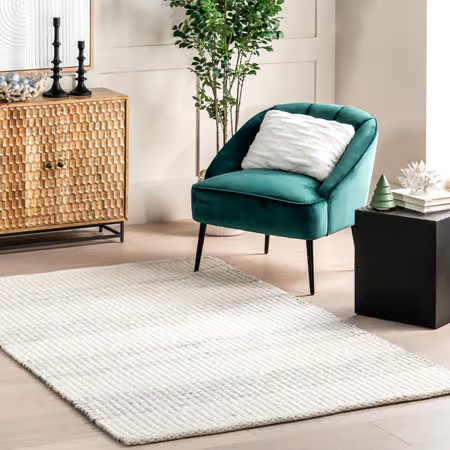 Ivory Liora Handwoven Striped Wool Area Rug | Rugs USA