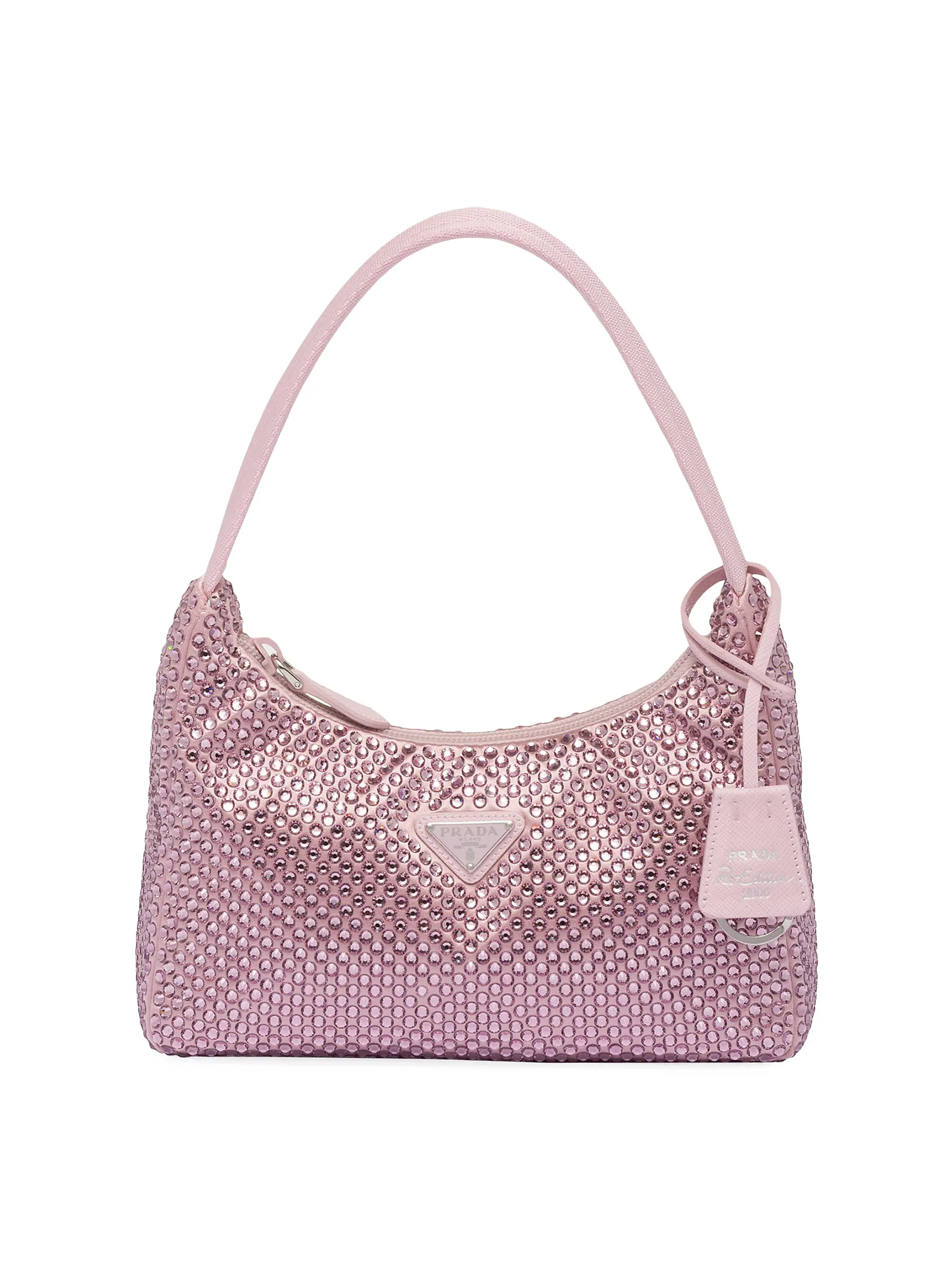 Prada Re-Edition Mini Satin Shoulder Bag with Crystals | Saks Fifth Avenue | Saks Fifth Avenue