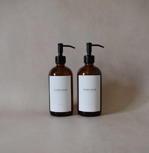 Luxury Amber Glass Bottle Duo | 100% Waterproof Label | Etsy (US)
