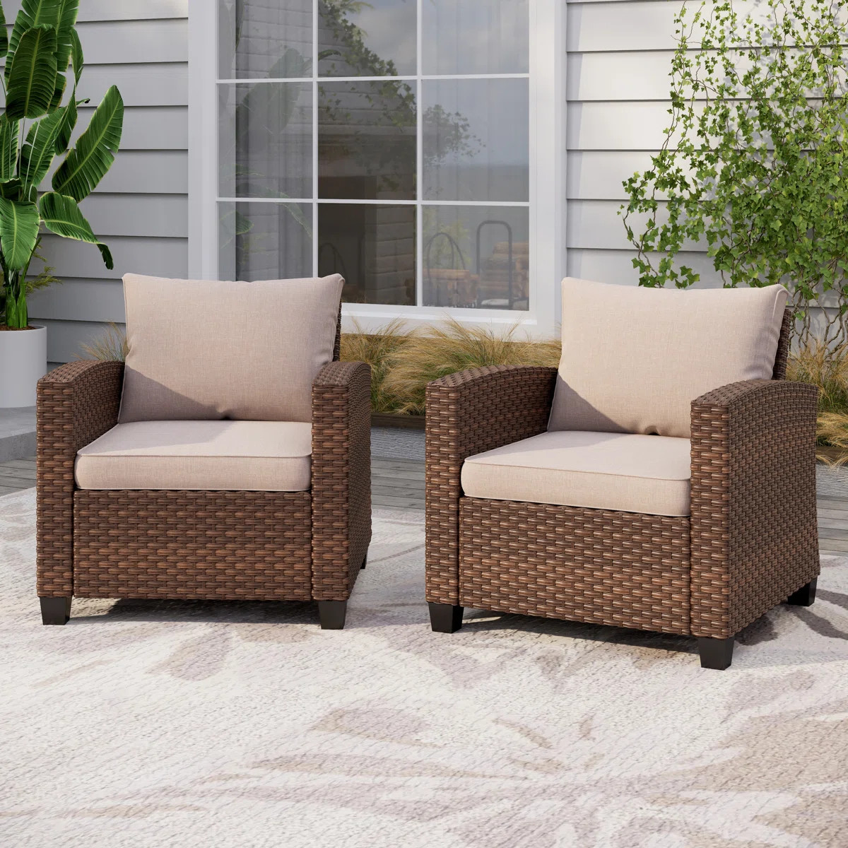 Argyri Patio Chair with Cushions (Set of 2) | Wayfair North America