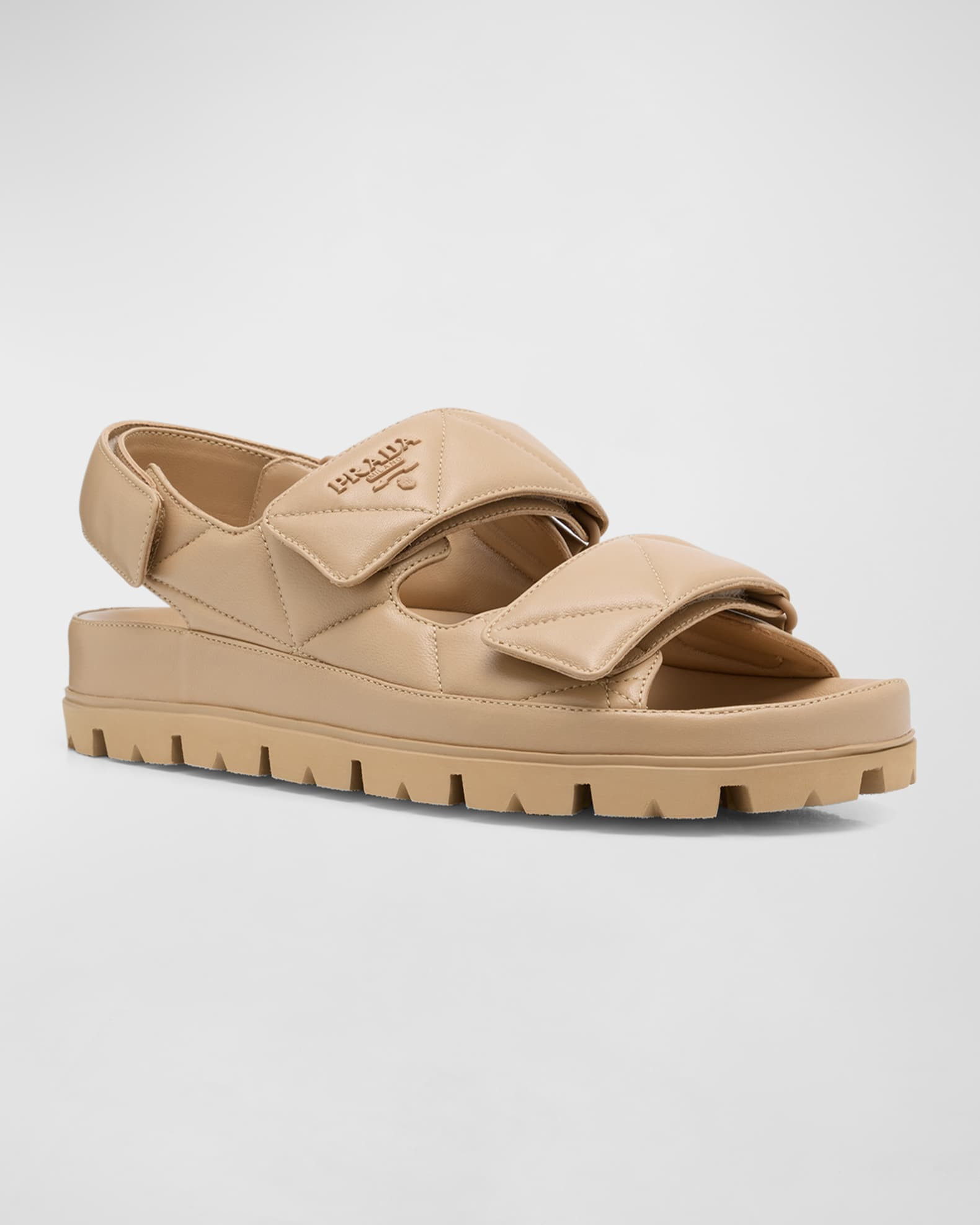 Prada Quilted Leather Slingback Sporty Sandals | Neiman Marcus