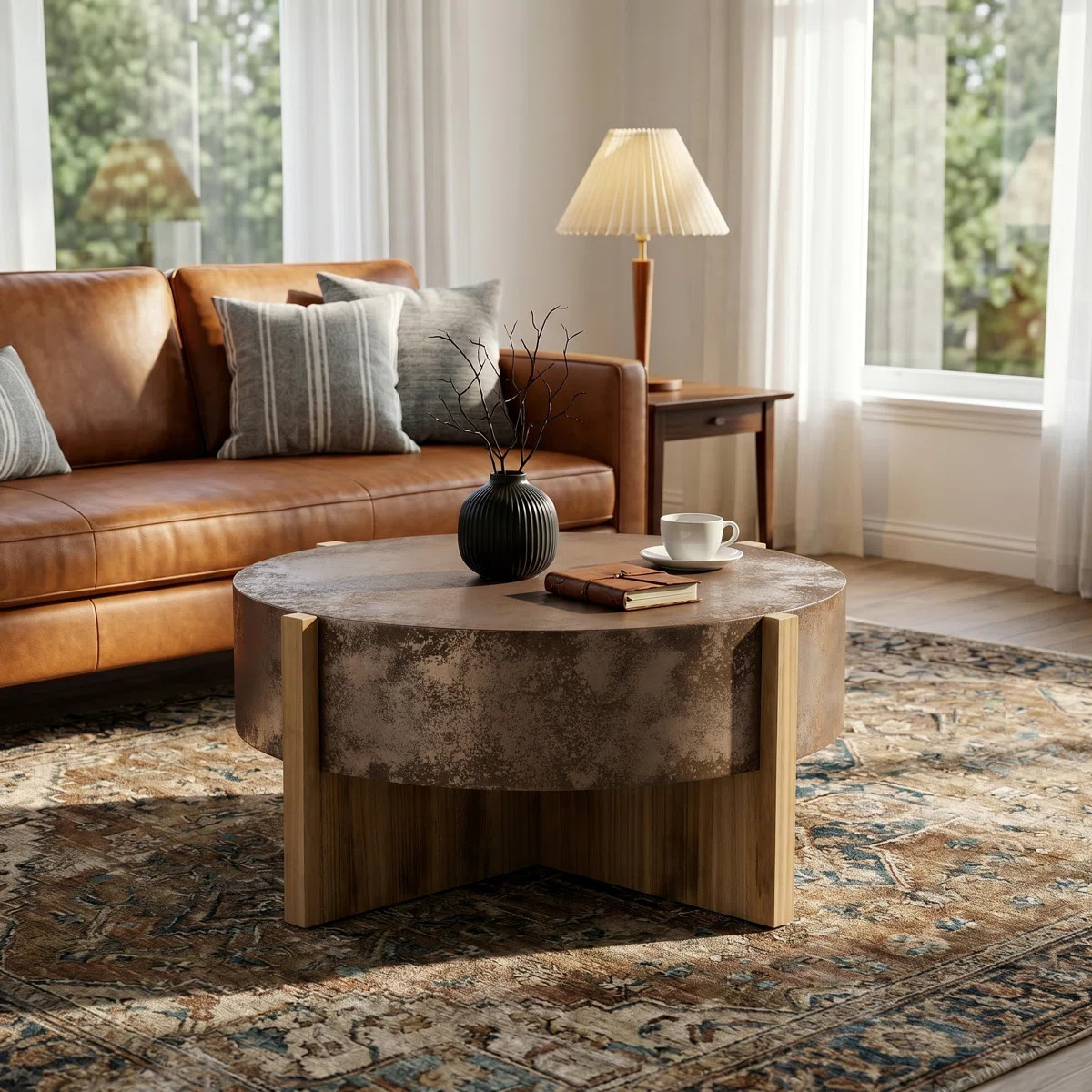 Nyla Rustic Coffee Table with Handcrafted Wood Legs | Wayfair North America