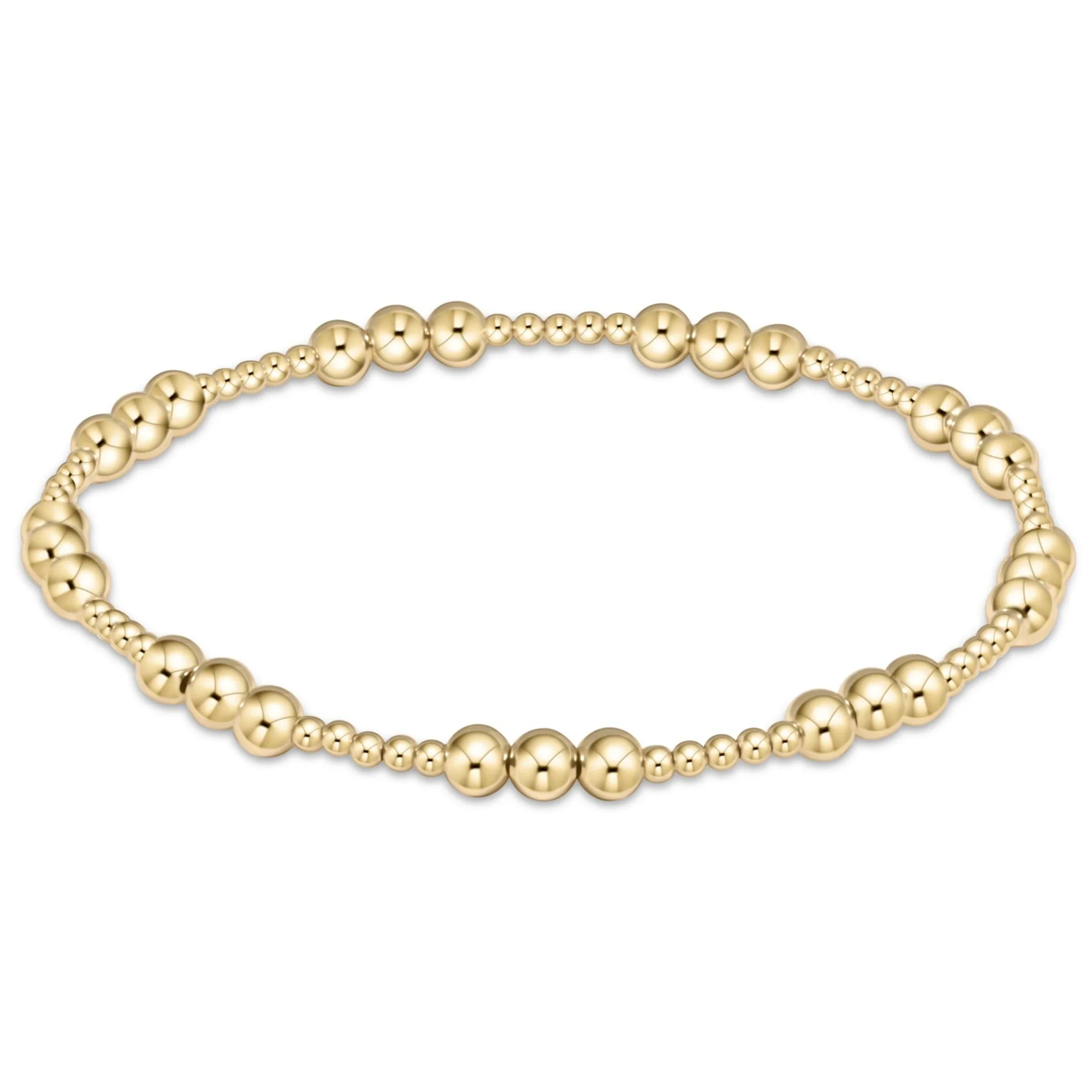 enewton classic joy pattern 4mm bead bracelet, gold | Smith's of Dublin