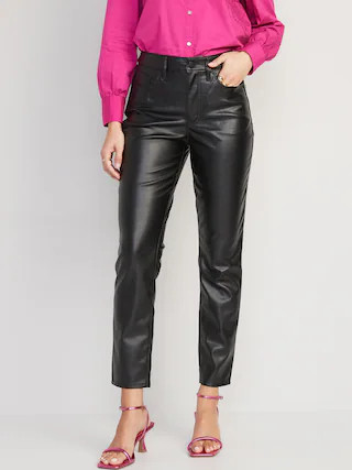High-Waisted O.G. Straight Faux-Leather Ankle Pants for Women | Old Navy (US)