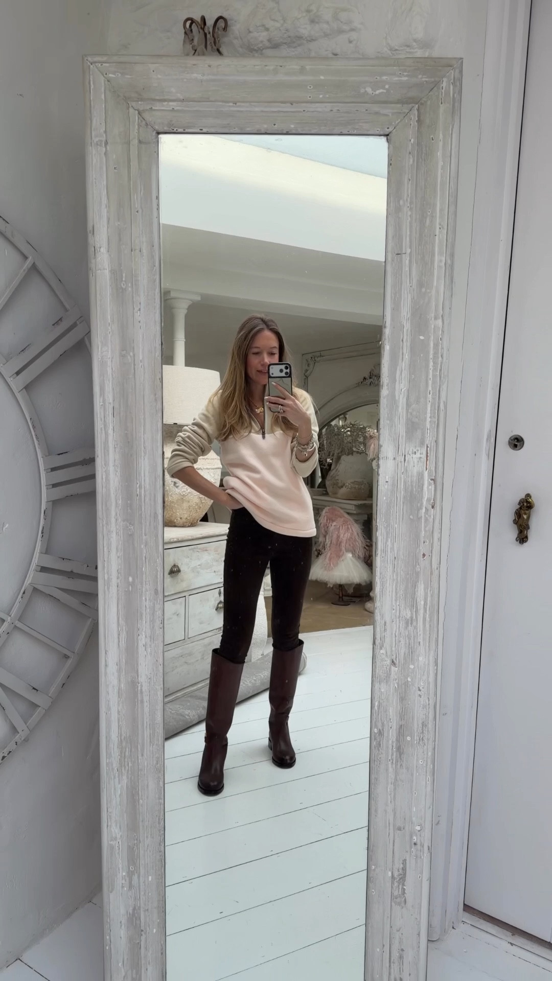 Outfit of the day 

My new favourite pair of jeans (in chocolate brown!), brown leather knee high boots and this pink and cream spring quarter zip fleece 

#LTKjeans #LTKspring #LTKstyletip