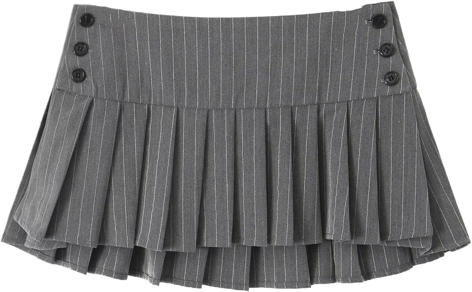 Summer Lady Casual Fashion Pinstripe Pleated Mini Skirt Women Sexy Low Waist Short Skater Skirts ... | Amazon (US)