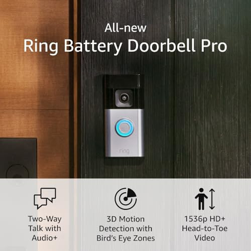 All-new Ring Battery Doorbell Pro | Two-Way Talk with Audio+, 3D Motion Detection, and 1536p HD+ ... | Amazon (US)