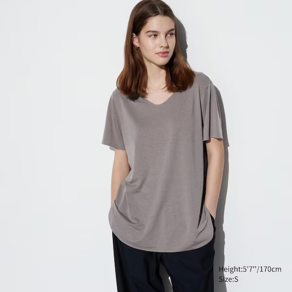 AIRism Seamless V-Neck Long T-Shirt | UNIQLO (US)