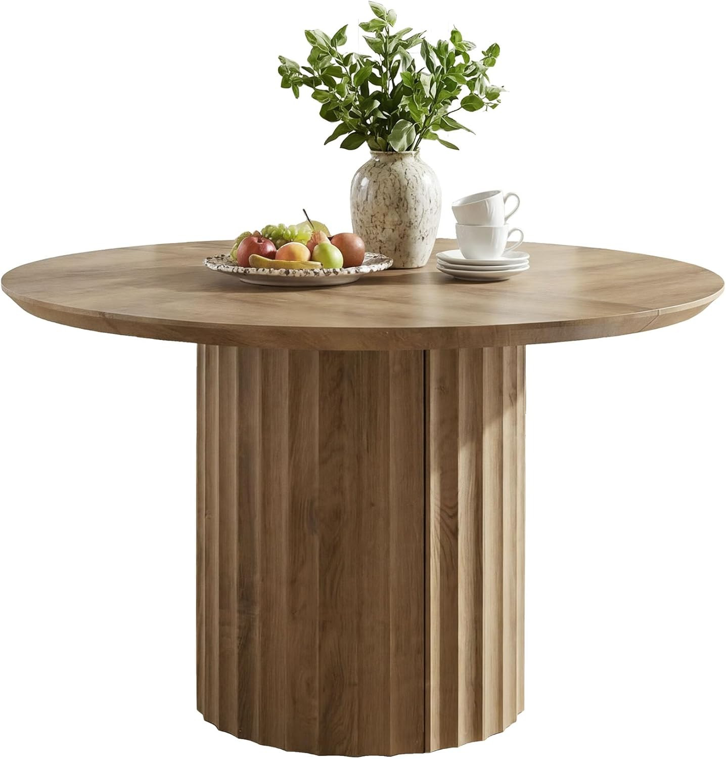 Tribesigns 47-Inch Round Dining Table for 4-6, Modern Kitchen Table with Fluted Pedestal Base, Fa... | Amazon (US)