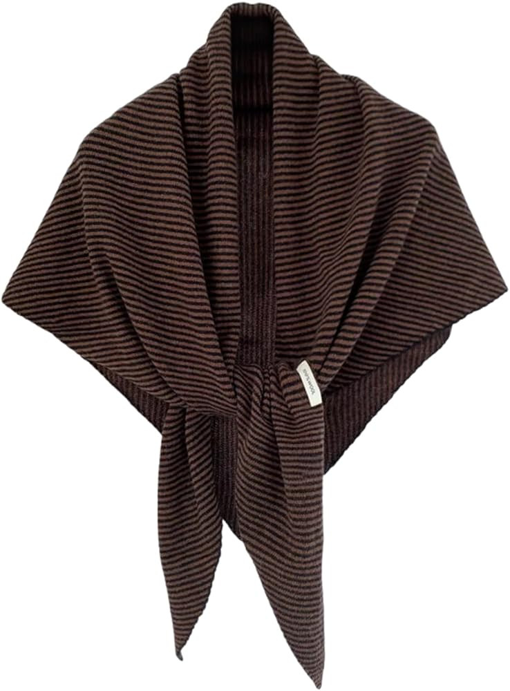 Pashmina Shawl Wraps Women Striped Knitted Triangle Scarf Cape Open Front Poncho 100% Wool Cashme... | Amazon (US)