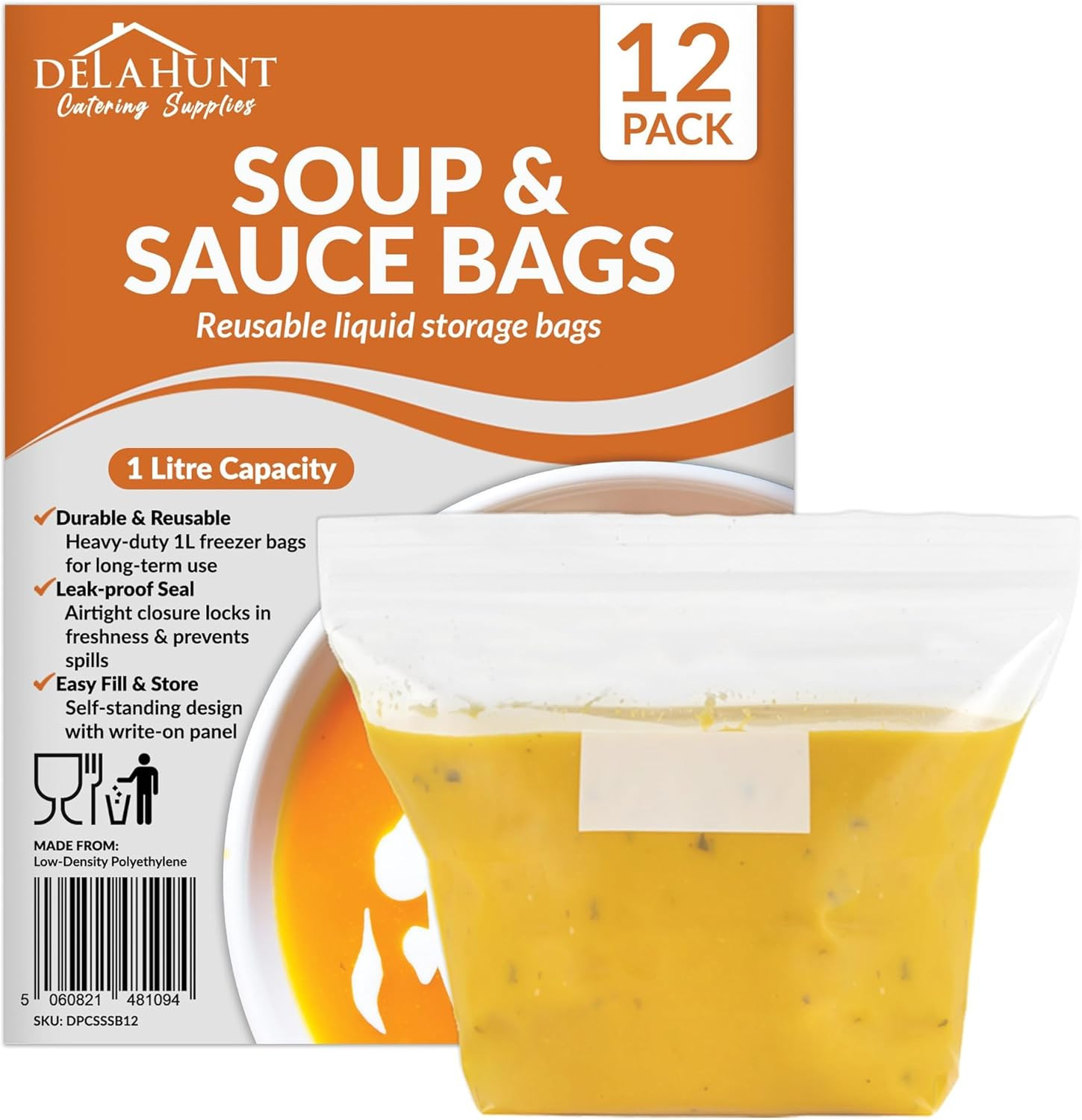 1 Litre Reusable Freezer Bags [12 Pack] - BPA-Free, Leakproof & Stand-Up Press Seal Storage Bags ... | Amazon (UK)