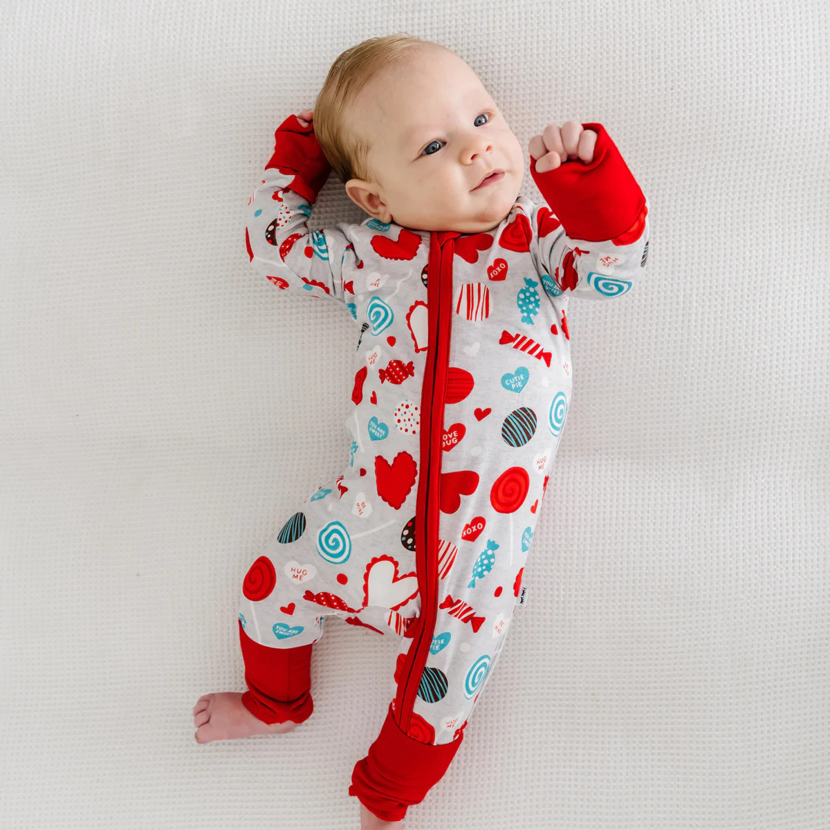 Gray Sweet Valentine Bamboo Viscose Zippy | Little Sleepies