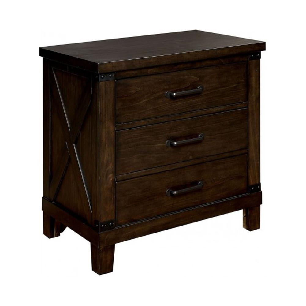 William's Home Furnishing Bianca 3-Drawer Dark Walnut Nightstand 28in. x 28X in. 16.75in. | The Home Depot