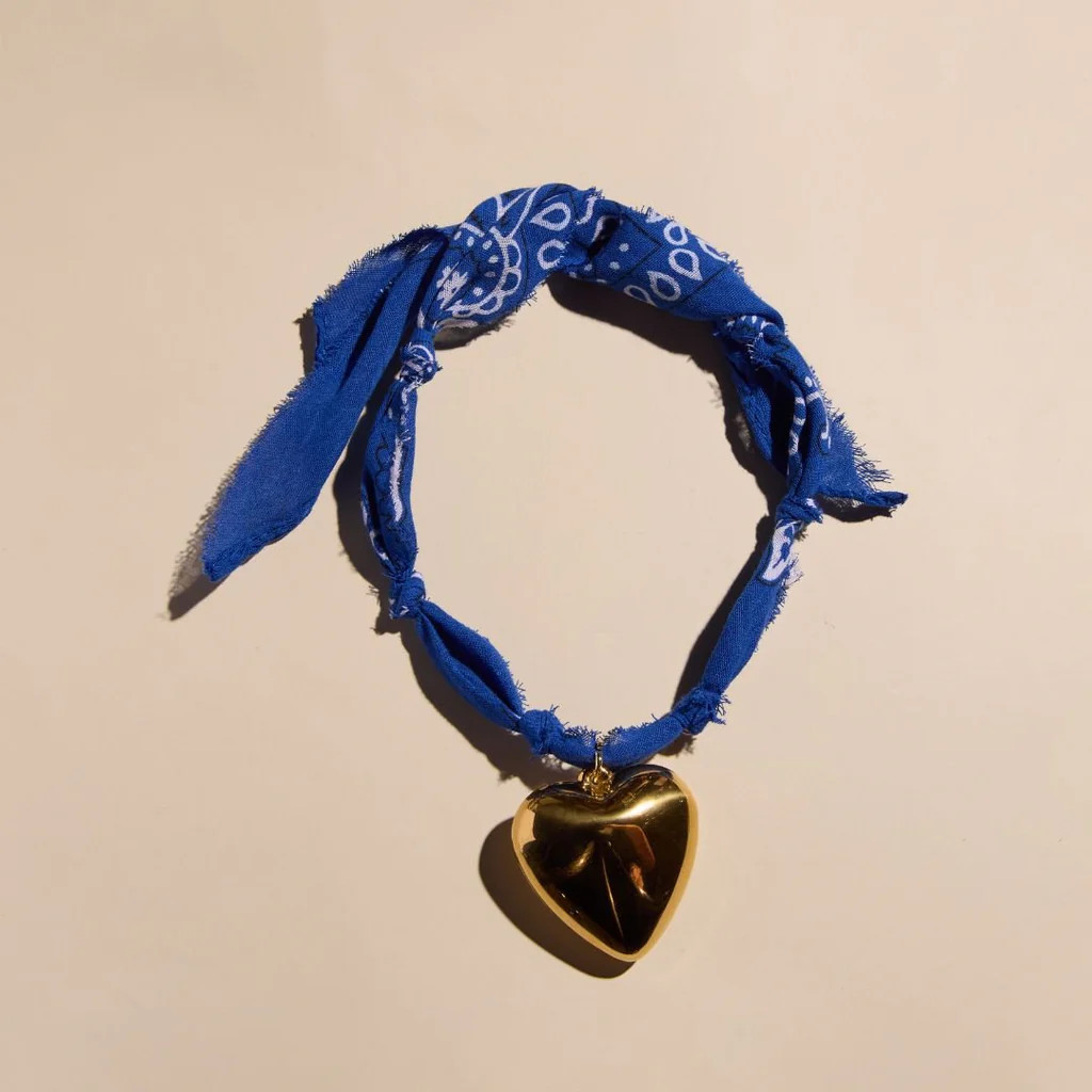 Blue Bandana Necklace | Nickel and Suede