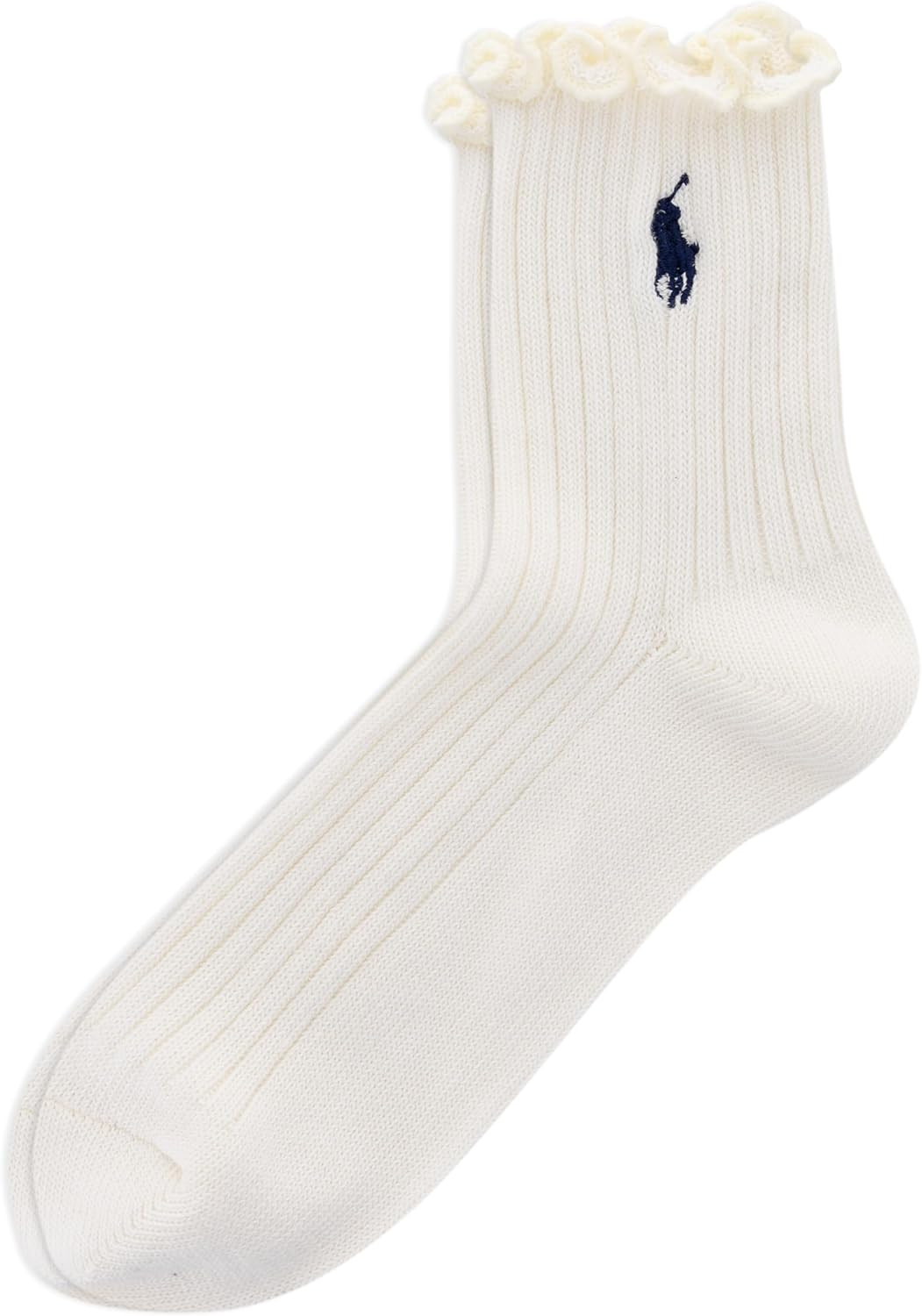 POLO RALPH LAUREN Women's Lettuce Edge Cotton Ruffle Ankle Socks, 1 Pair | Amazon (US)