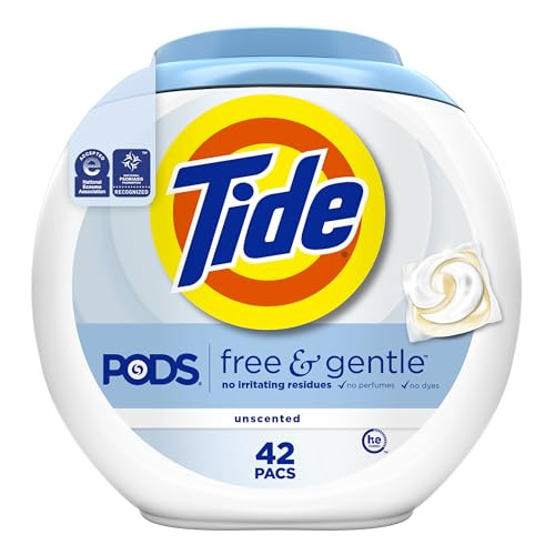 Tide PODS Free & Gentle Laundry Detergent Soap Pacs, 42 Count, Tide PODS Laundry Detergent (Packa... | Amazon (US)