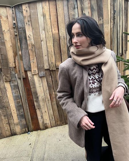 scarf by arket 
fair isle jumper by boden, currently in the sale 
blazer by arket 
ultra mini Uggs in chesnut 
bag by wandler 
casual, comfy outfit 
winter outfit ideas 

#LTKstyletip #LTKSeasonal #LTKeurope