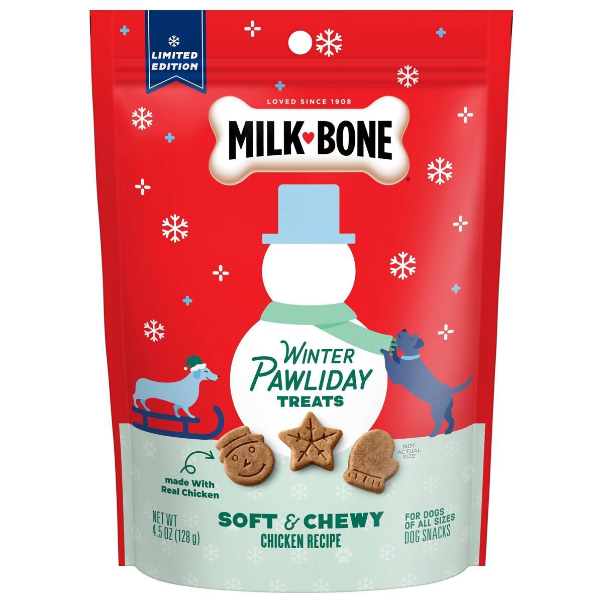 Milk-Bone Winter Paw-Liday Soft & Chewy Chicken Dog Treats - 4.5oz | Target