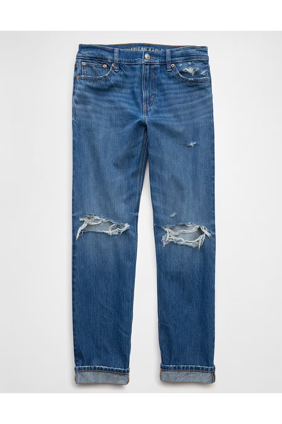 AE Ripped Low-Rise Ex-Boyfriend Jean Women's Indigo 0 Regular | American Eagle Outfitters (US & CA)