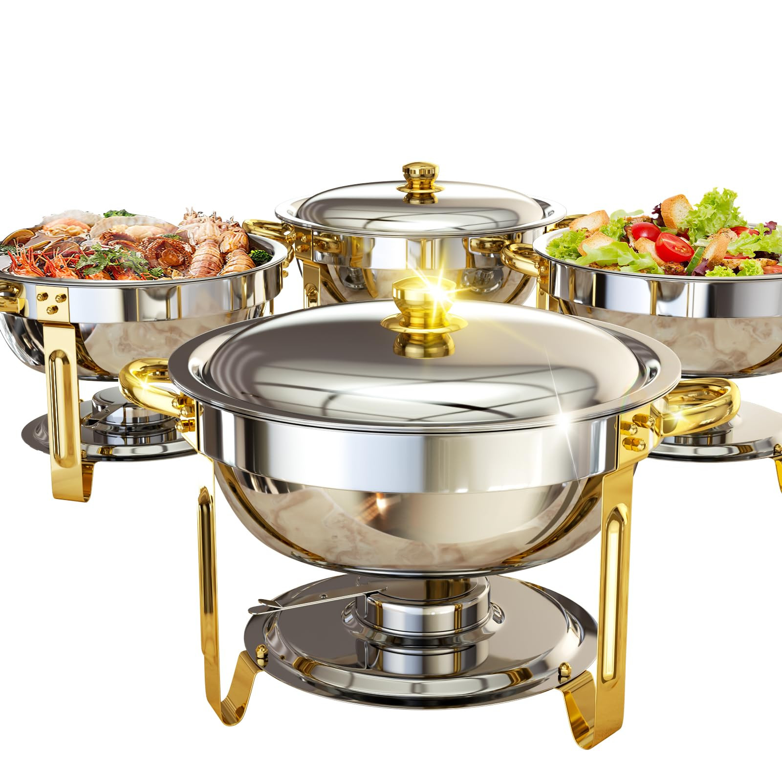 Chafing Dishes for Buffet 4 Pack, 6QT [Worry-Free Assemble] Food Warmers for Parties Buffet [Eleg... | Amazon (US)