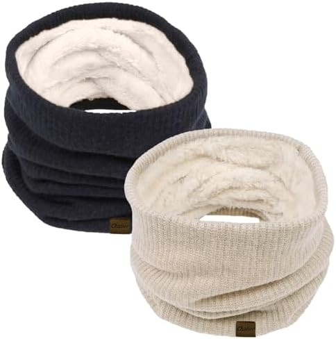 Chalier Infinity Scarf Winter Double-Layer Neck Warmer Knit Fleece Lined Circle Loop Scarves | Amazon (US)