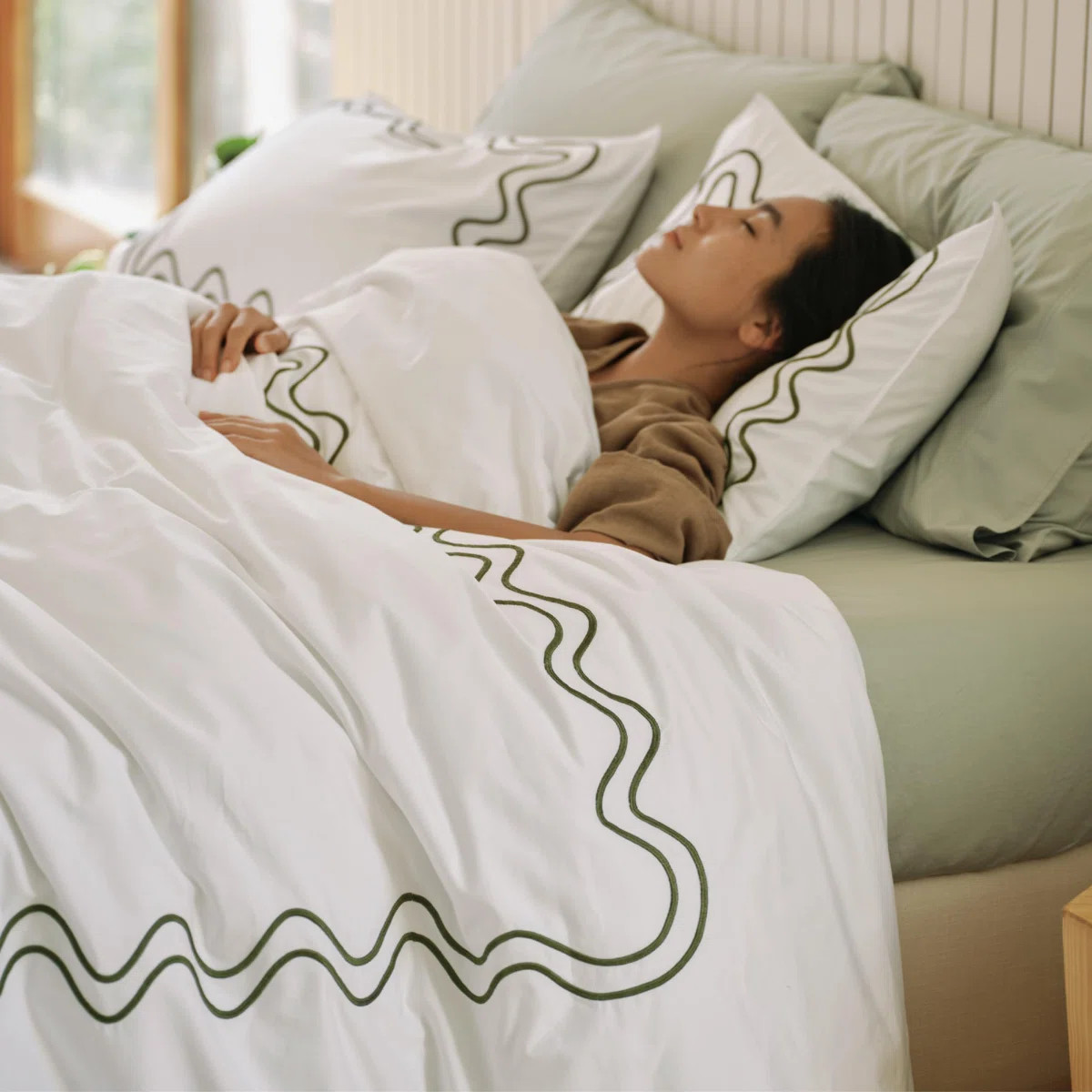 Double Stitch Supima Cotton Duvet Cover Set - 100% American Grown Cotton Embroidery Duvet Cover, ... | Wayfair North America