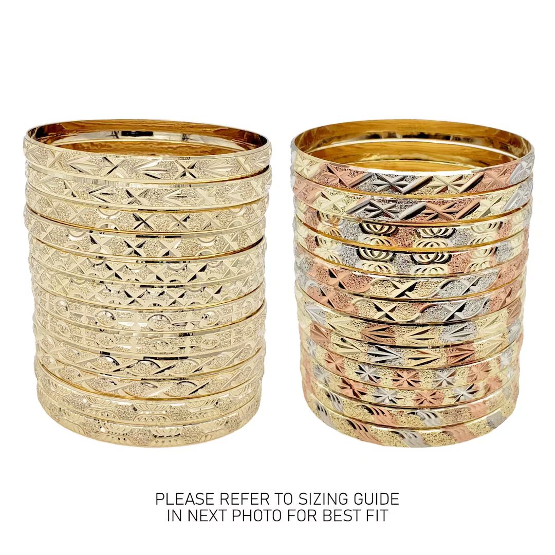 22k Real Gold Plated 12 Pcs Look Slim Sleek Indian Bridal Bangle Handmade Bracelet Set - Etsy | Etsy (US)