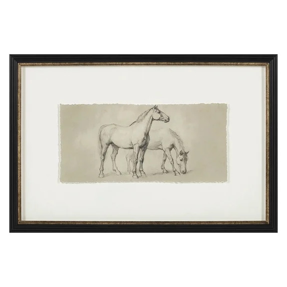 Open Box My Texas House Pair Horses Pencil Drawing Two-Tone Framed 24" x 16"Animal Wall Art | Walmart (US)