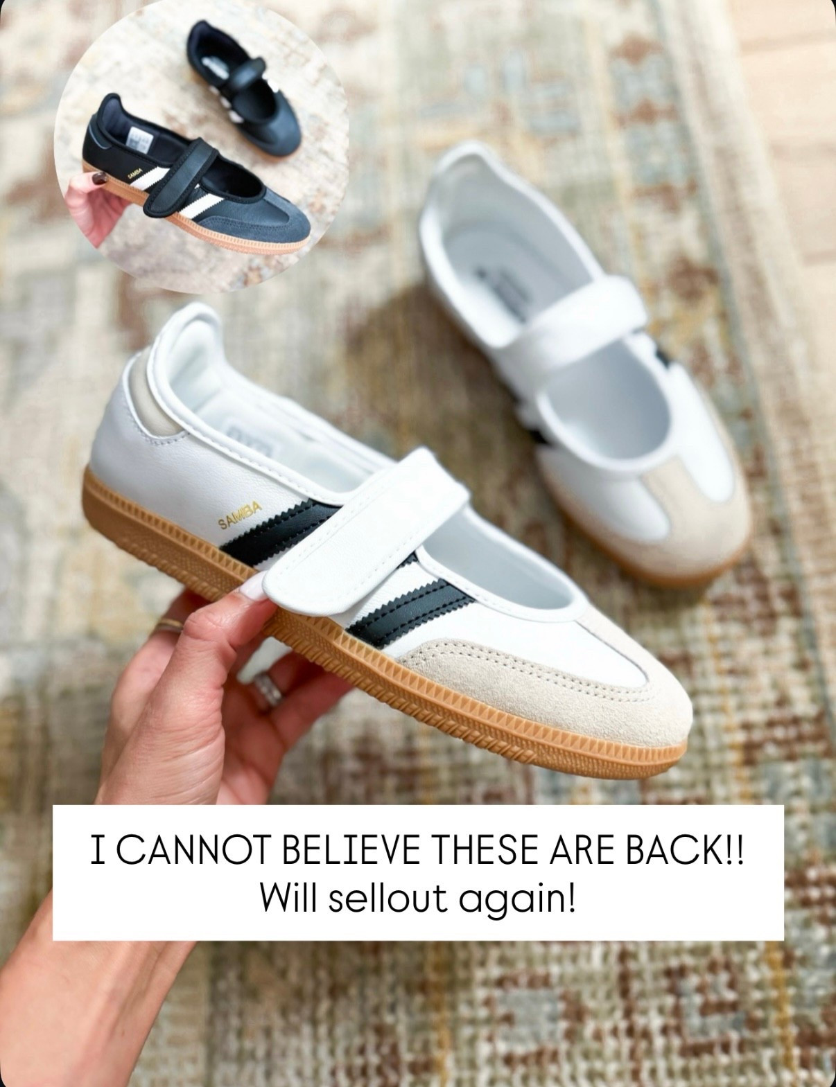 Gift idea for her! Will sellout again! Adidas samba Jane sneakers - runs a smidge big but I didn’t size down because you can tighten the strap! These are absolutely darling!! Ballet sneakers. Love these for everyday + travel, too!

#LTKPetite #LTKGiftGuide #LTKCyberWeek