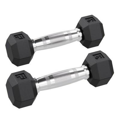 Power Systems 3 lb Rubber Hex Dumbbells, Pair of Dumbbells w/Ergonomic Grip & Hexagonal Design | Target