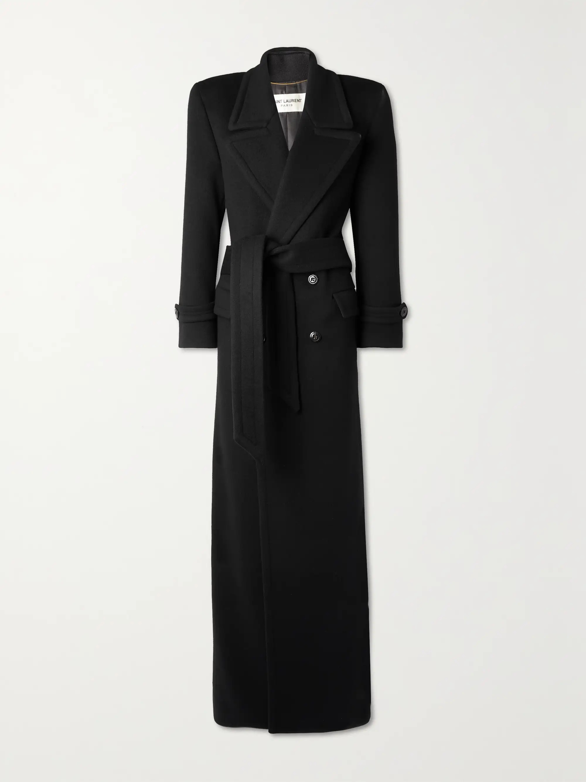 SAINT LAURENT Oversized belted double-breasted wool coat | NET-A-PORTER | NET-A-PORTER (US)