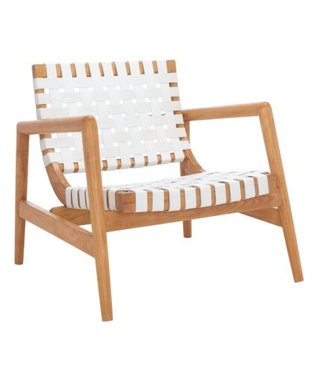 White & Natural Bellona Leather Woven Accent Chair | Zulily