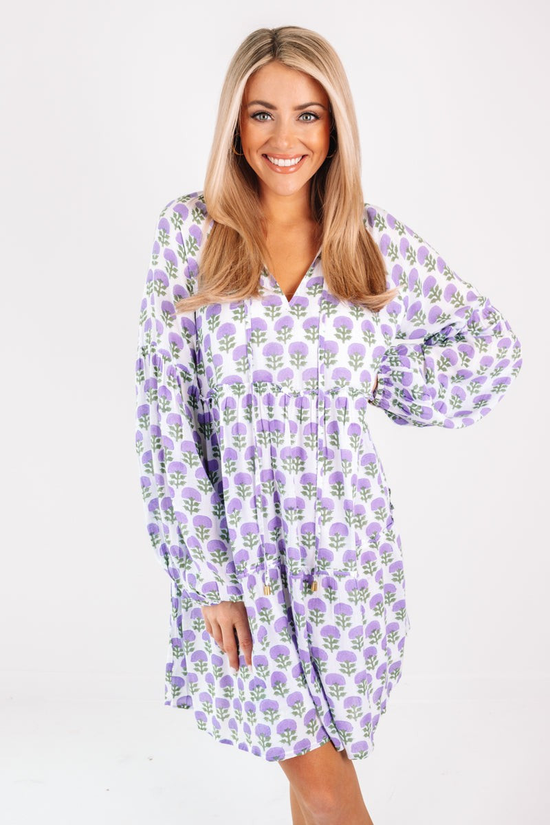 The Shelby Rose Long Sleeve Dress - White | The Impeccable Pig