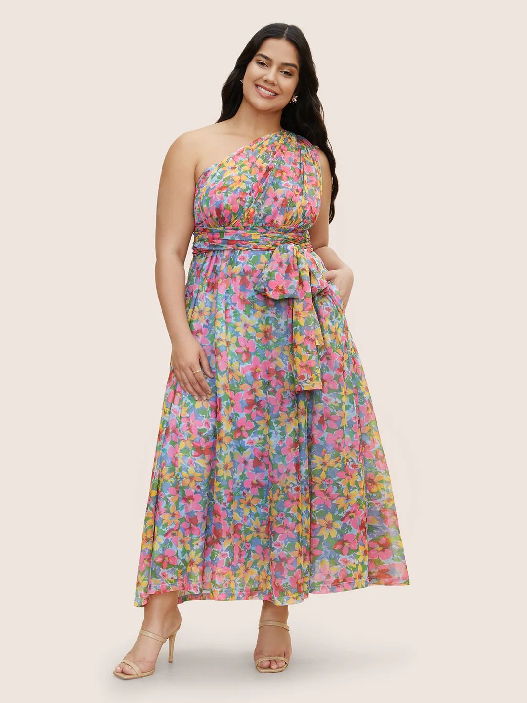 Everywhere Dress - Colored Floral Belted Dress | Bloomchic